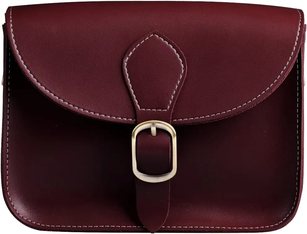 Crossbody Saddle Vegan Leather Bag Small Retro Satchel For Women Vintage Simple Handbag Faux Leather Casual Purse