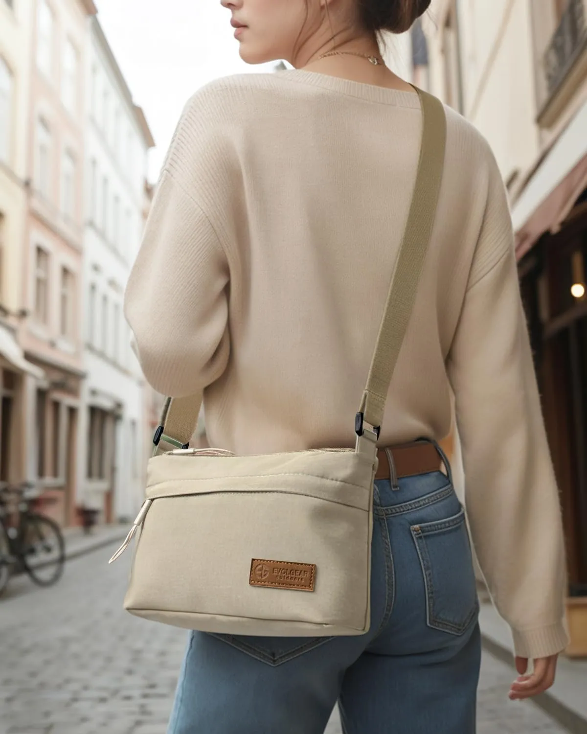 Crossbody Sling Bag Canvas Purse Small Shoulder Handbag 5 Pocket Casual Travel Messenger Hobo Bag Phone Satchel Backpack