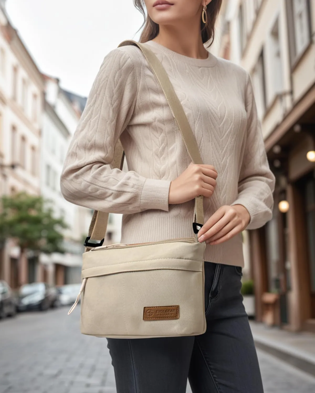 Crossbody Sling Bag Canvas Purse Small Shoulder Handbag 5 Pocket Casual Travel Messenger Hobo Bag Phone Satchel Backpack