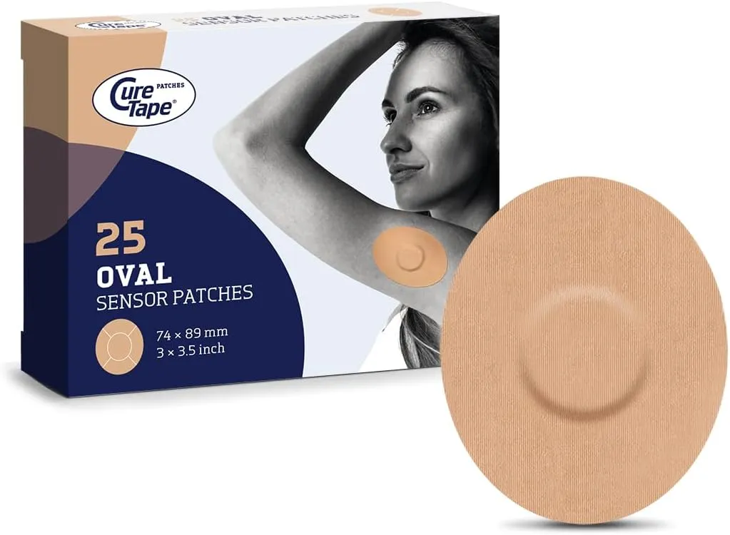 CureTape Patches - Sensor Fixing Plasters - Plasters for Freestyle Libre, Dexcom and Medtronic Guardian Sensors - Sensor Patch - Unique Variants (Beige)