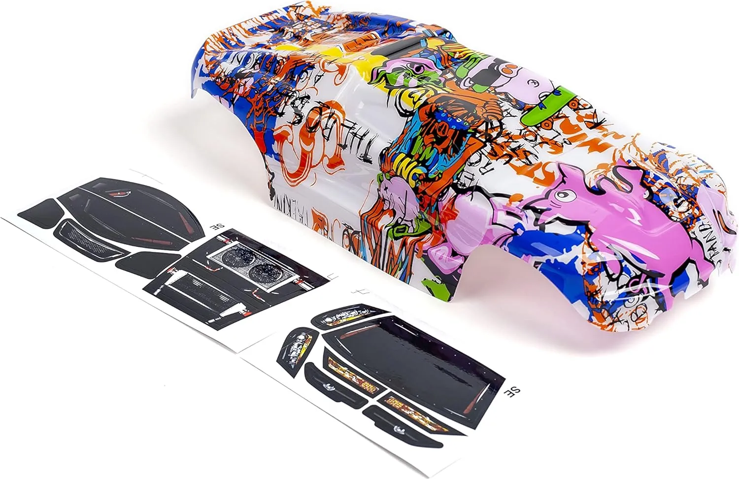 Custom Body Graffiti Pink Pig Style Compatible for e-Revo Mini 1/16 Scale RC Car or Truck (Truck not Included) ERMN-PIG-01