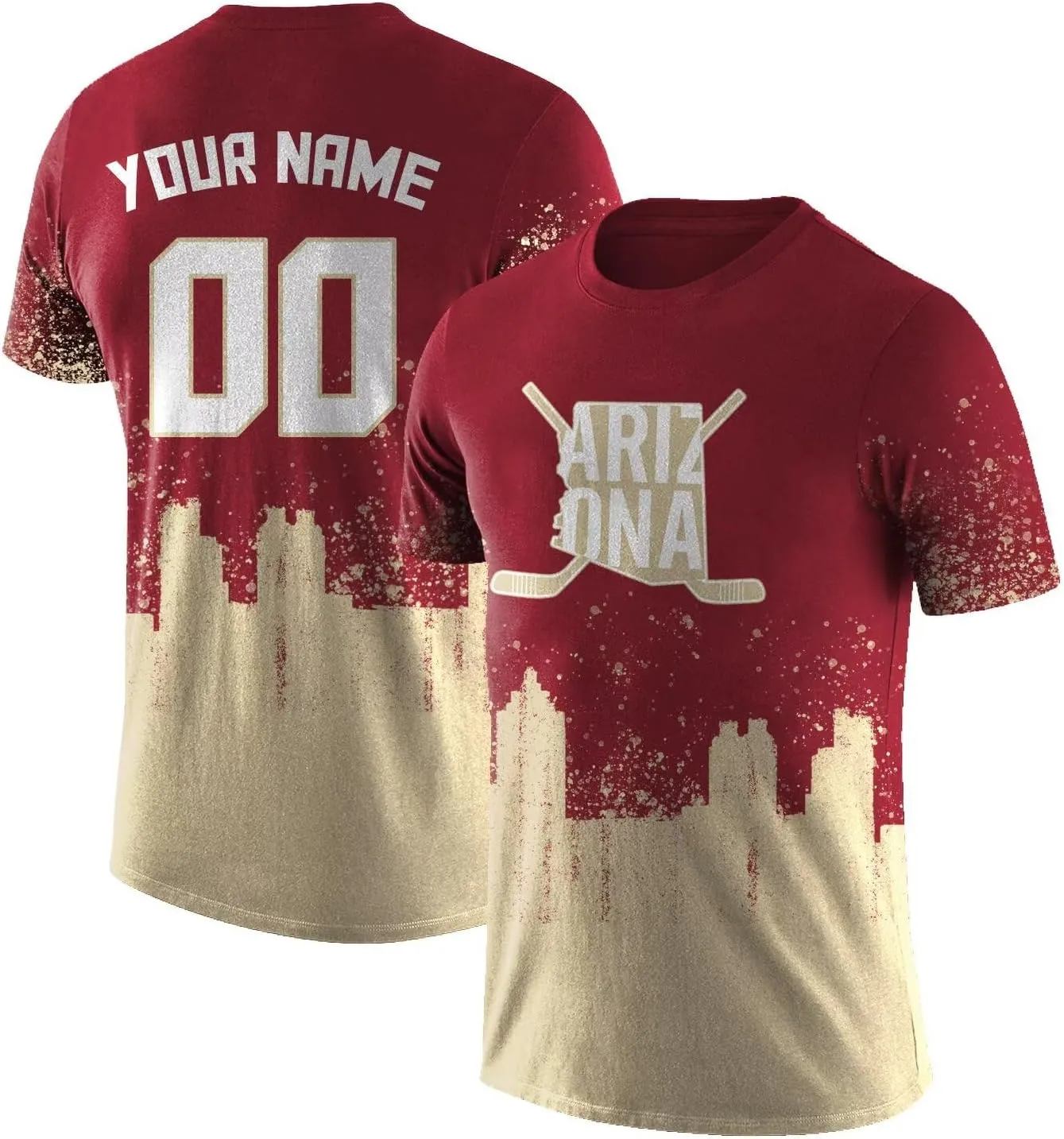 Custom Hockey T-Shirts,Hockey City Map Graffiti T-Shirt Unisex,Personalized Name and Number for Men Women Youth