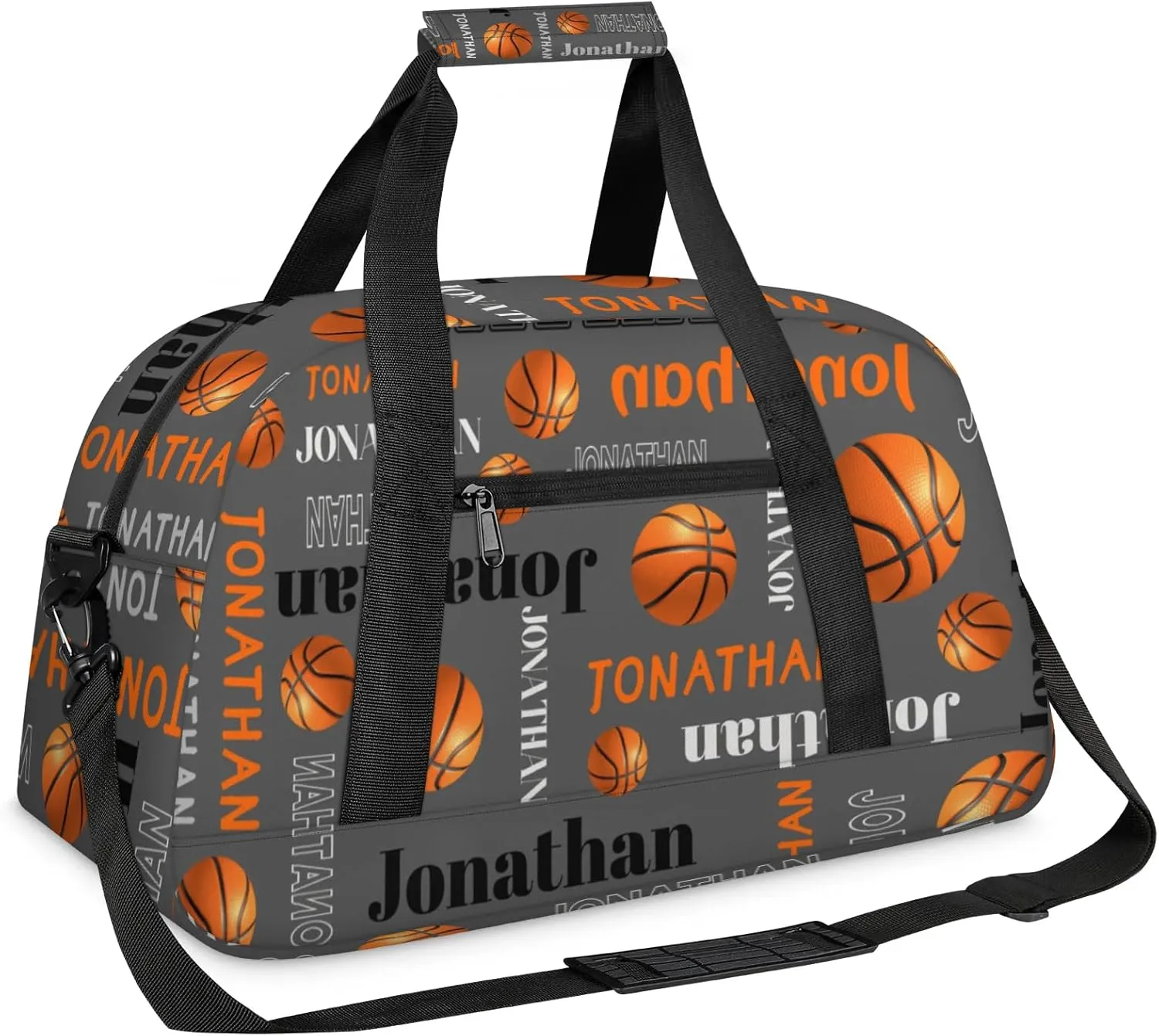 Custom-Personalize-Kids-Duffel-Bags with Name Text Carry-On Overnight Travel Gym Lightweight Dance Sports Bags For Girls Boys Kids Basketball