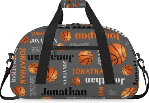 Custom-Personalize-Kids-Duffel-Bags with Name Text Carry-On Overnight Travel Gym Lightweight Dance Sports Bags For Girls Boys Kids Basketball