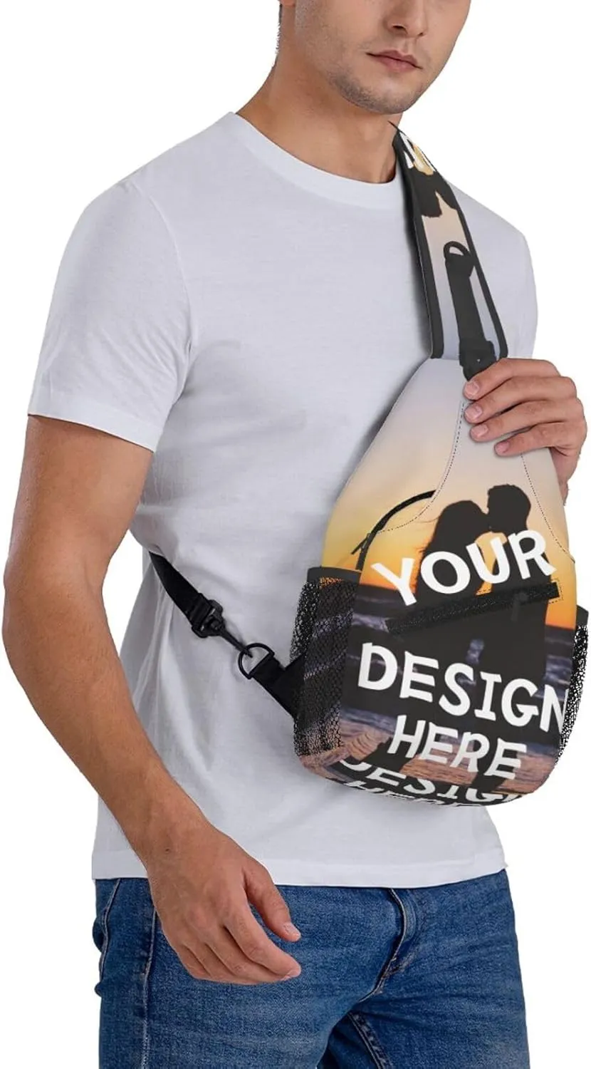 Custom Sling Bag for Women Men Personalized Sling Backpack with Your Photo Text Customized Chest Bag for Outdoor Travel, Style1