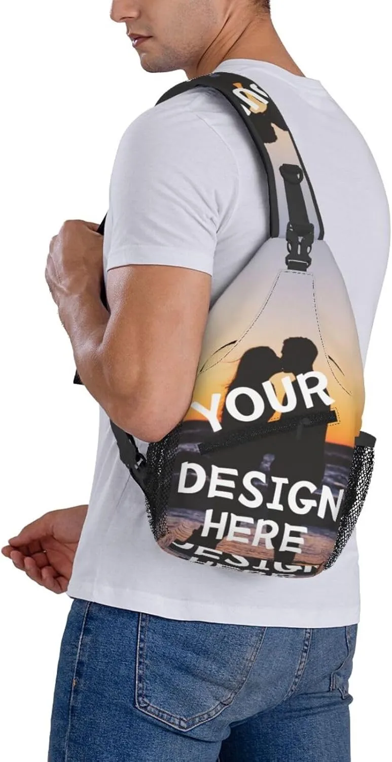 Custom Sling Bag for Women Men Personalized Sling Backpack with Your Photo Text Customized Chest Bag for Outdoor Travel, Style1