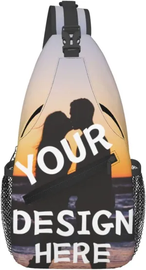 Custom Sling Bag for Women Men Personalized Sling Backpack with Your Photo Text Customized Chest Bag for Outdoor Travel, Style1