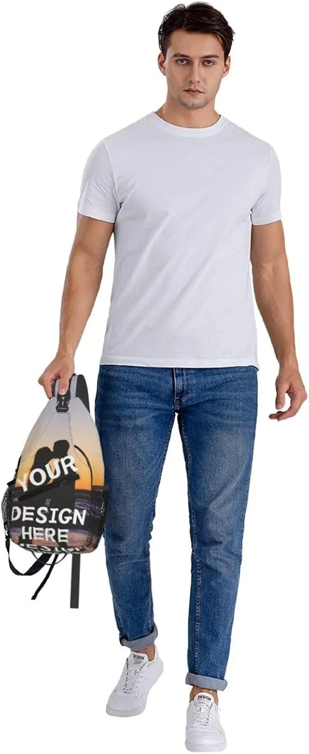 Custom Sling Bag for Women Men Personalized Sling Backpack with Your Photo Text Customized Chest Bag for Outdoor Travel, Style1