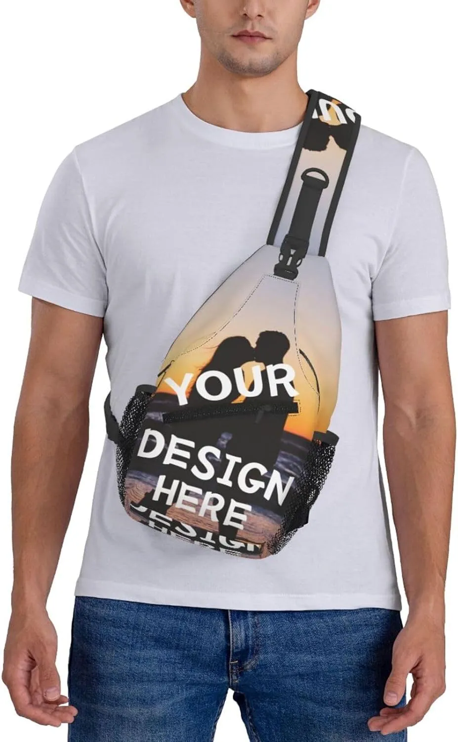 Custom Sling Bag for Women Men Personalized Sling Backpack with Your Photo Text Customized Chest Bag for Outdoor Travel, Style1