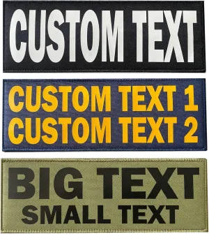Custom Text Patch, Customizable Text Personalized Large Patch with Hook Loop Fastener