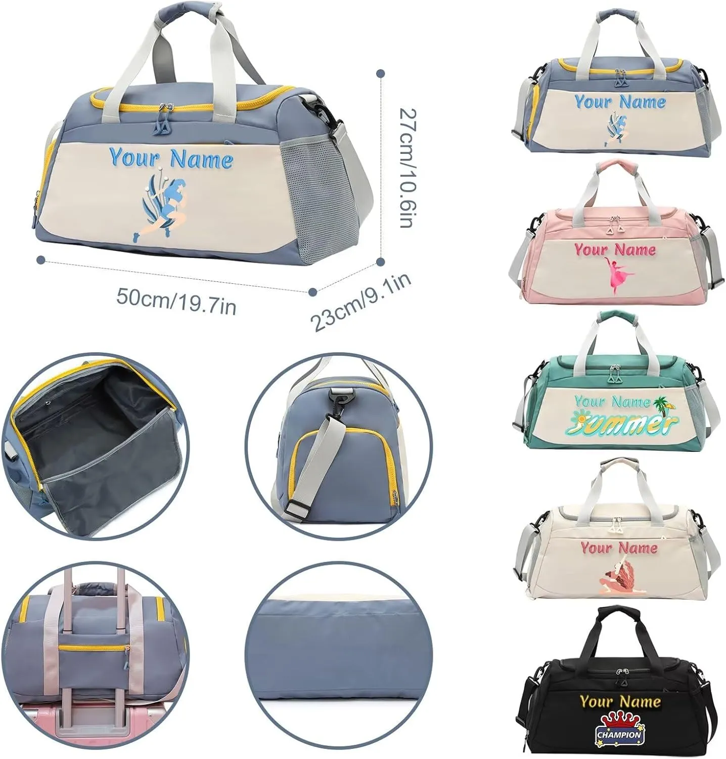 Customized Duffel Bag,Personalized Women's Gym Yoga Bag,Customizable Name Waterproof Gym Bag,Weekend Travel Bag,Adjustable Shoulder Strap Backpack,Gift for Women and men