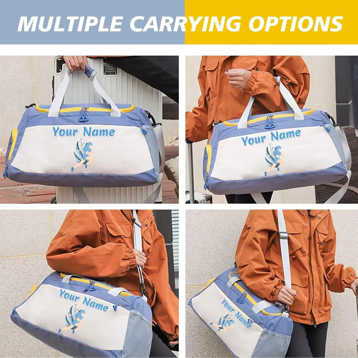Customized Duffel Bag,Personalized Women's Gym Yoga Bag,Customizable Name Waterproof Gym Bag,Weekend Travel Bag,Adjustable Shoulder Strap Backpack,Gift for Women and men