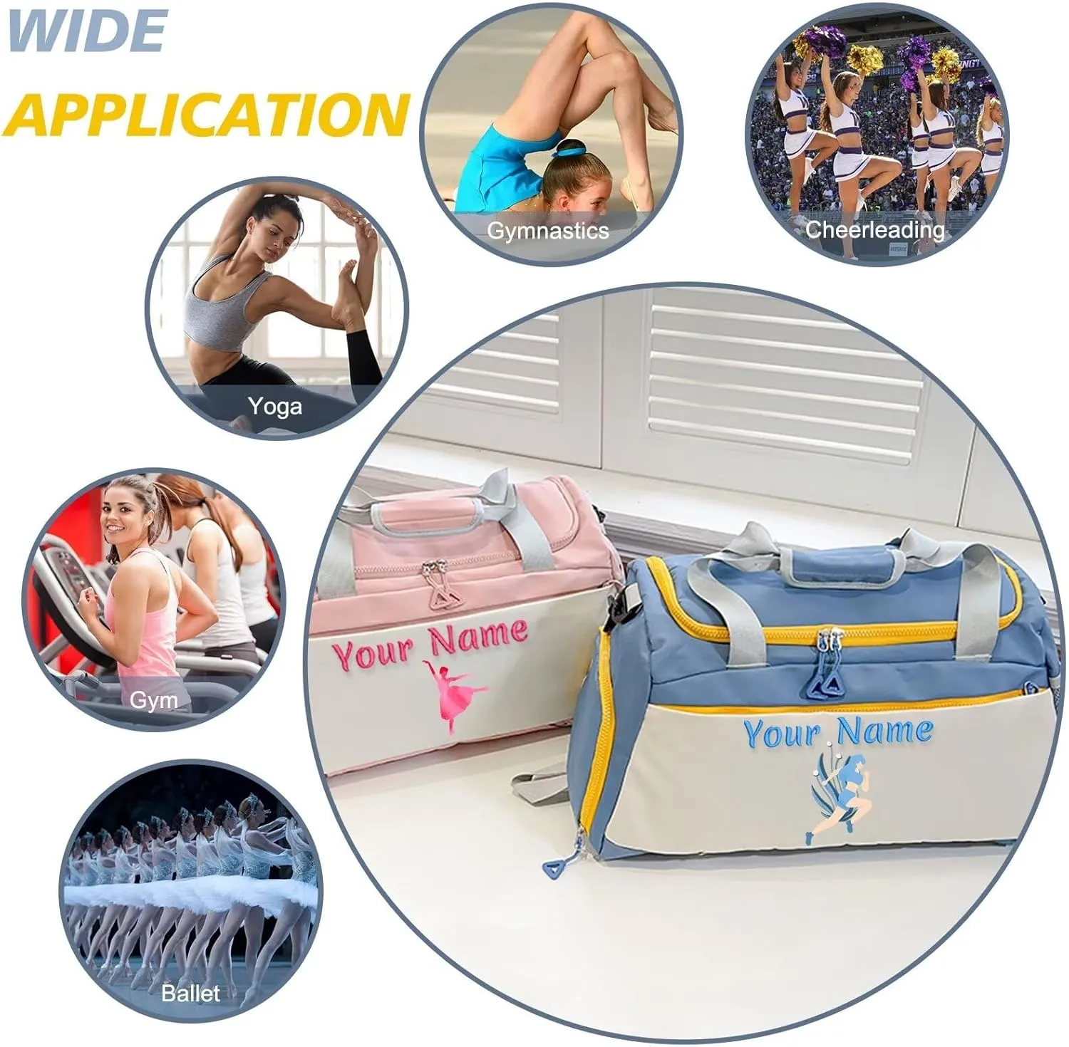 Customized Duffel Bag,Personalized Women's Gym Yoga Bag,Customizable Name Waterproof Gym Bag,Weekend Travel Bag,Adjustable Shoulder Strap Backpack,Gift for Women and men