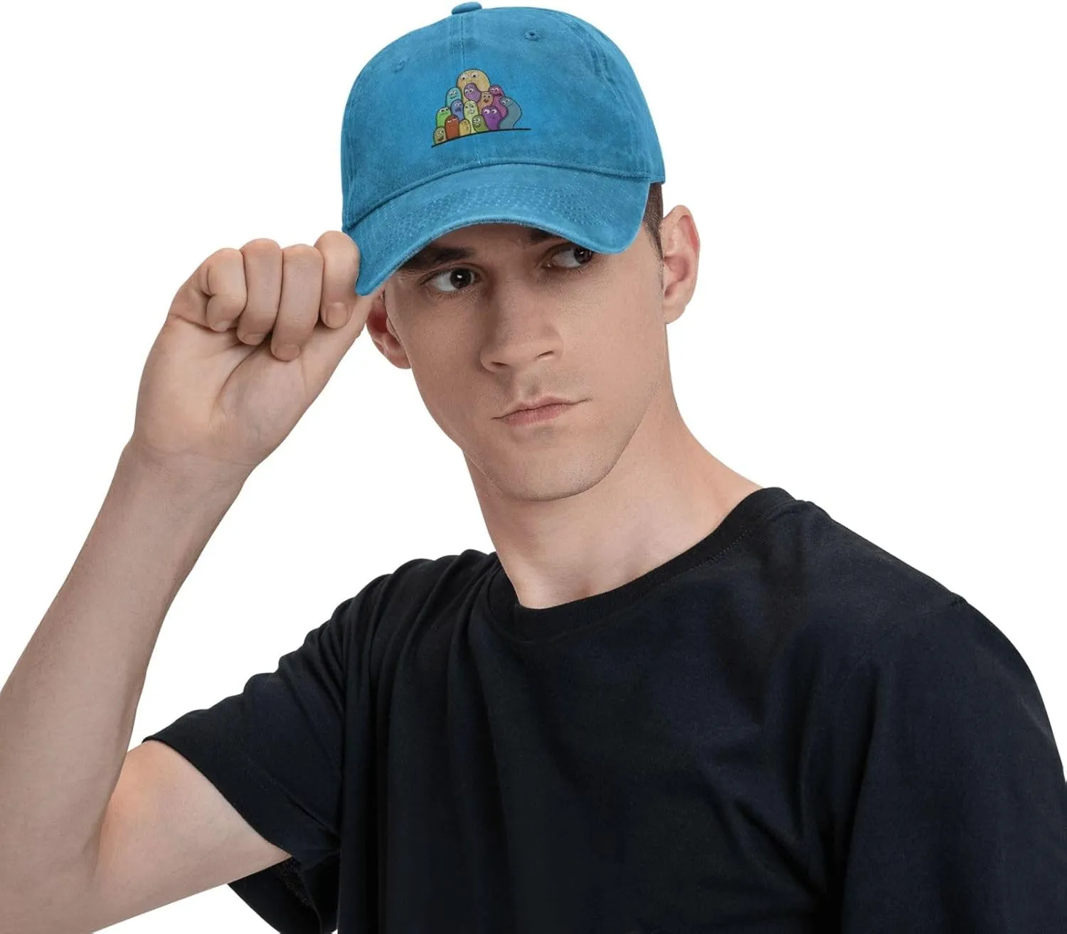 Cute Character Graffiti Baseball Cap for Men Women Adjustable Vintage Washed Cotton Dad Hat