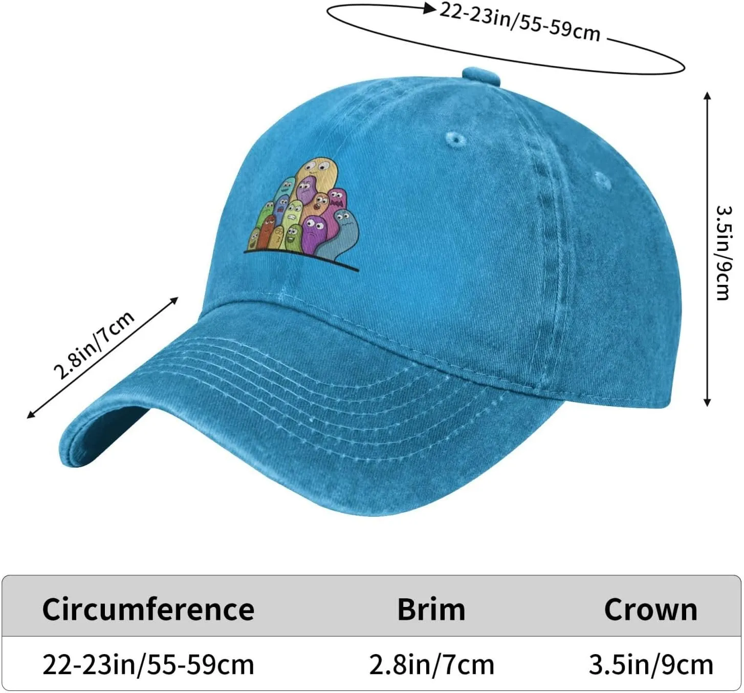 Cute Character Graffiti Baseball Cap for Men Women Adjustable Vintage Washed Cotton Dad Hat