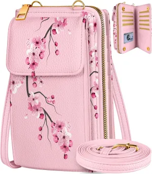 Cute Crossbody Purse Cell Phone Bags for Women - Leather Cellphone Wallet Purse with Adjustable Shoulder Rope