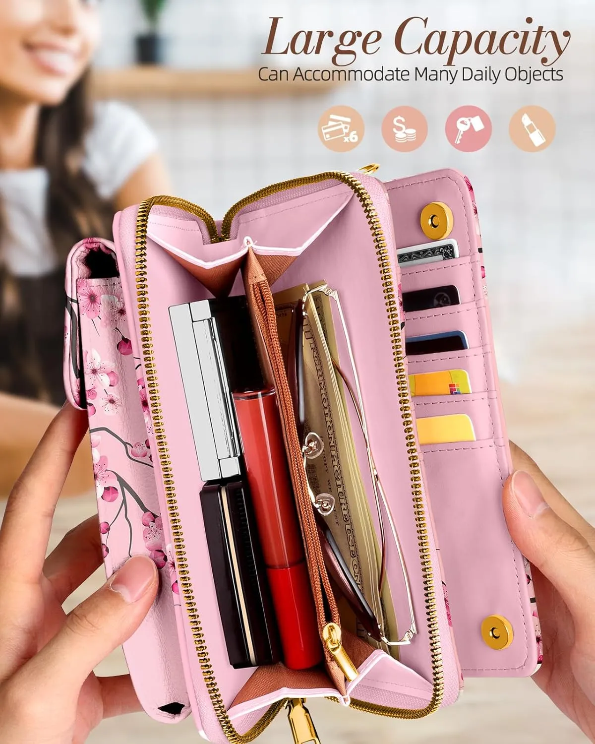 Cute Crossbody Purse Cell Phone Bags for Women - Leather Cellphone Wallet Purse with Adjustable Shoulder Rope