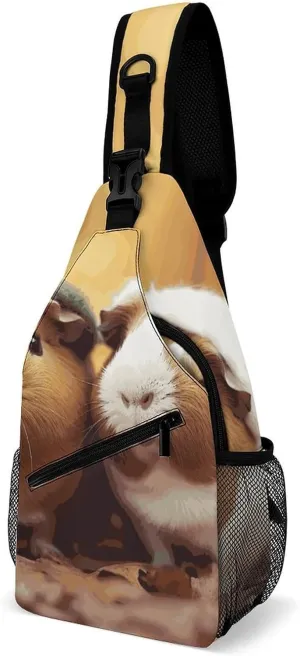 Cute Guinea Pigs Crossbody Sling Bag for Women Men Sling Backpack Travel Chest Bag Pack Man Purse Shoulder Bags Daypack for Travel Hiking Cycling