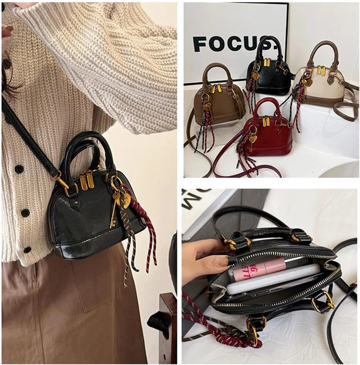 Cute Purse Small Saddle Bag Y2k Mini Purses Retro Classic Elegance Luxurious and French Vintage Handbag