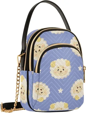 Cute Sheep Star Lavender Crossbody Bags for Women Hand Bag Small Sling Shoulder Travel Bags Phone Purse with Strap