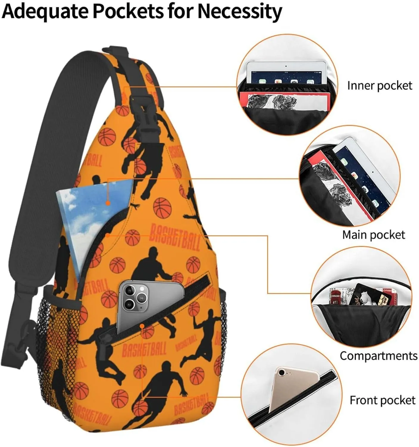 Cute Unicorns Crossbody Bag Adjustable Sling Bag Casual Chest Bags Travel Shoulder Backpack