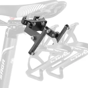 CyclingDeal Bike Bottle Cage Saddle Mount Adapter - MTB Road Bicycle Saddle Rail Mount Water Bottle Holder with Adjustable Angle for Road Use ONLY - Quality Aluminium Alloy - for 2 Bottle Cages