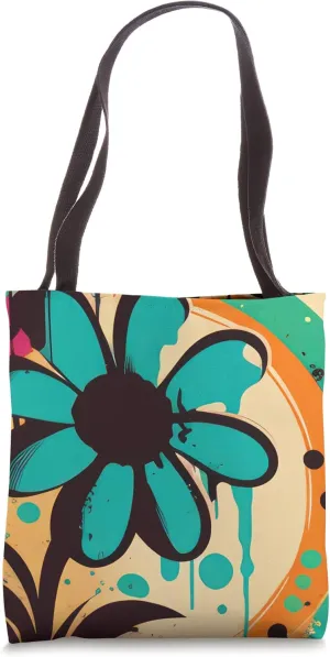 Daisy Flower Graffiti Trippy Dripping Floral Street Art Tote Bag