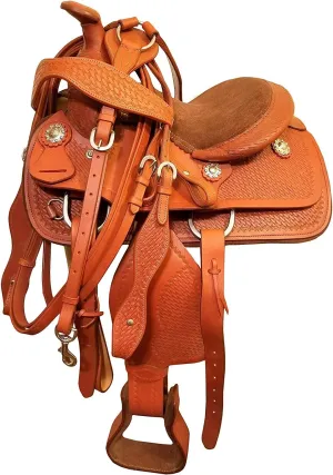 D&L Saddlery 8" inches Seat Children Miniature Pony Kids Horse Saddle Western Equestrian Trail Premium Leather for Horse Riding and Best Horse Rider Pony Kids Miniature 8" inches Horse Saddl. MDL74