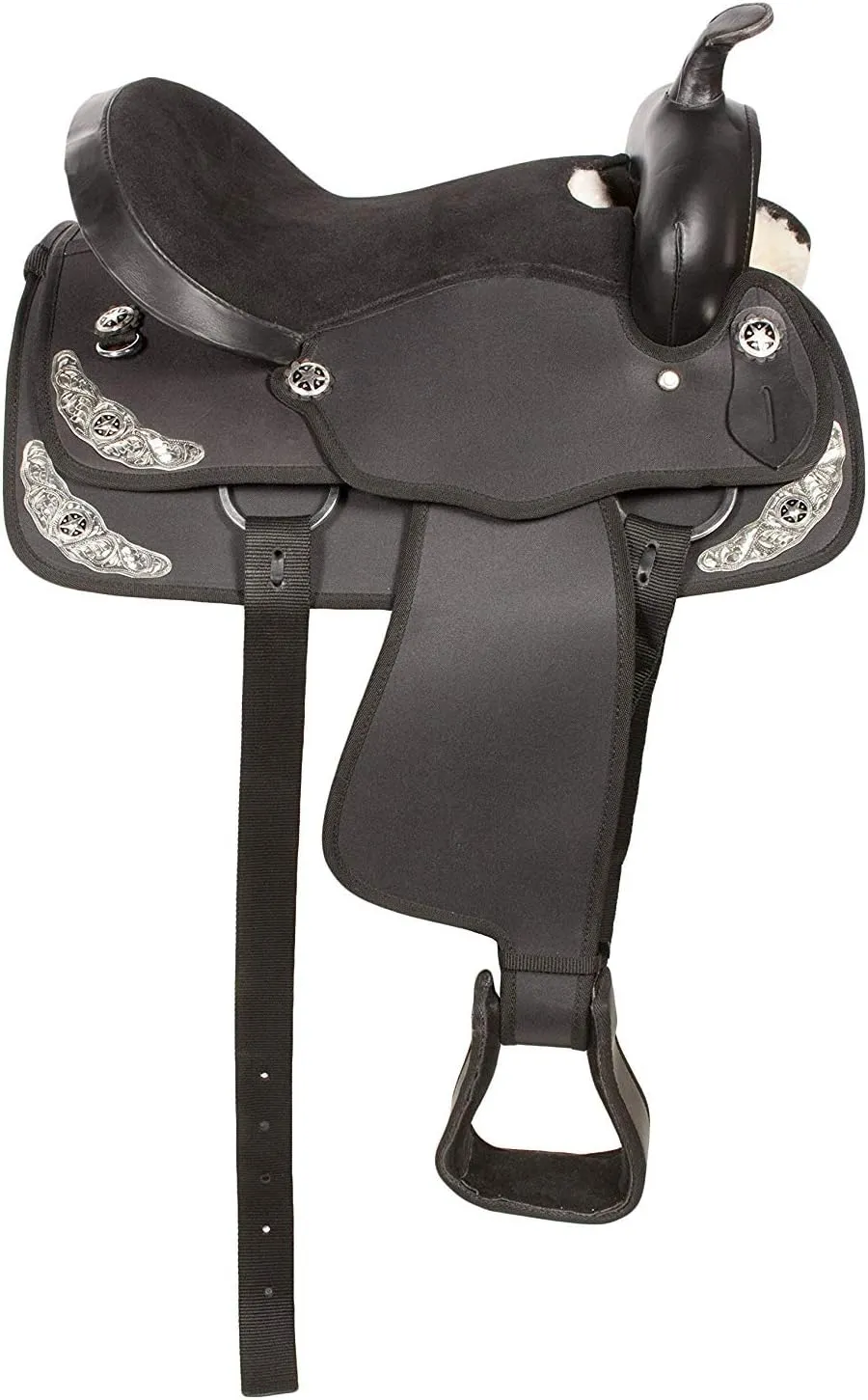 D&L Saddlery Classic Western Barrel Racing Handmade Synthetic Cordura Horse Saddle Lightweight Barrel Racing Saddle Trail Tack Equestrian Horse Saddle Tack Size 10" to 18" inches Seat, SYN29