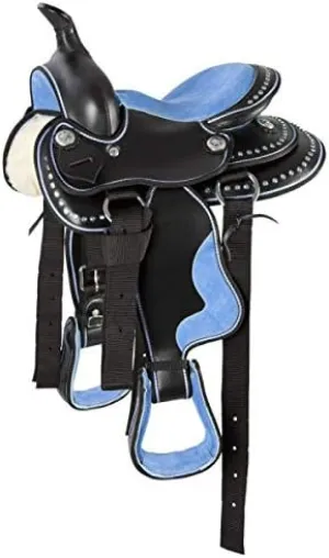 D&L Saddlery Classic Western Barrel Racing Handmade Synthetic Cordura Horse Saddle Lightweight Barrel Racing Saddle Trail Tack Equestrian Horse Saddle Tack Size 10" to 18" inches Seat, SYN37