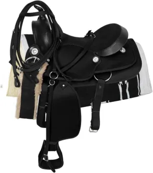 D&L Saddlery Classic Western Barrel Racing Handmade Synthetic Cordura Horse Saddle Lightweight Barrel Racing Saddle Trail Tack Equestrian Horse Saddle Tack Size 10" to 18" inches Seat, SYN71