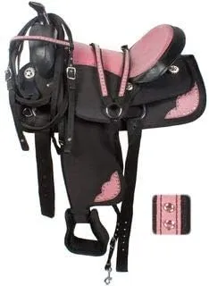 D&L Saddlery Classic Western Barrel Racing Handmade Synthetic Cordura Horse Saddle Lightweight Barrel Racing Saddle Trail Tack Equestrian Horse Saddle Tack Size 10" to 18" inches Seat, SYN74