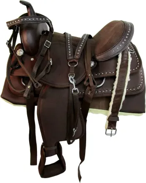 D&L Saddlery Classic Western Barrel Racing Handmade Synthetic Cordura Horse Saddle Lightweight Barrel Racing Saddle Trail Tack Equestrian Horse Saddle Tack Size 10" to 18" inches Seat, SYN85