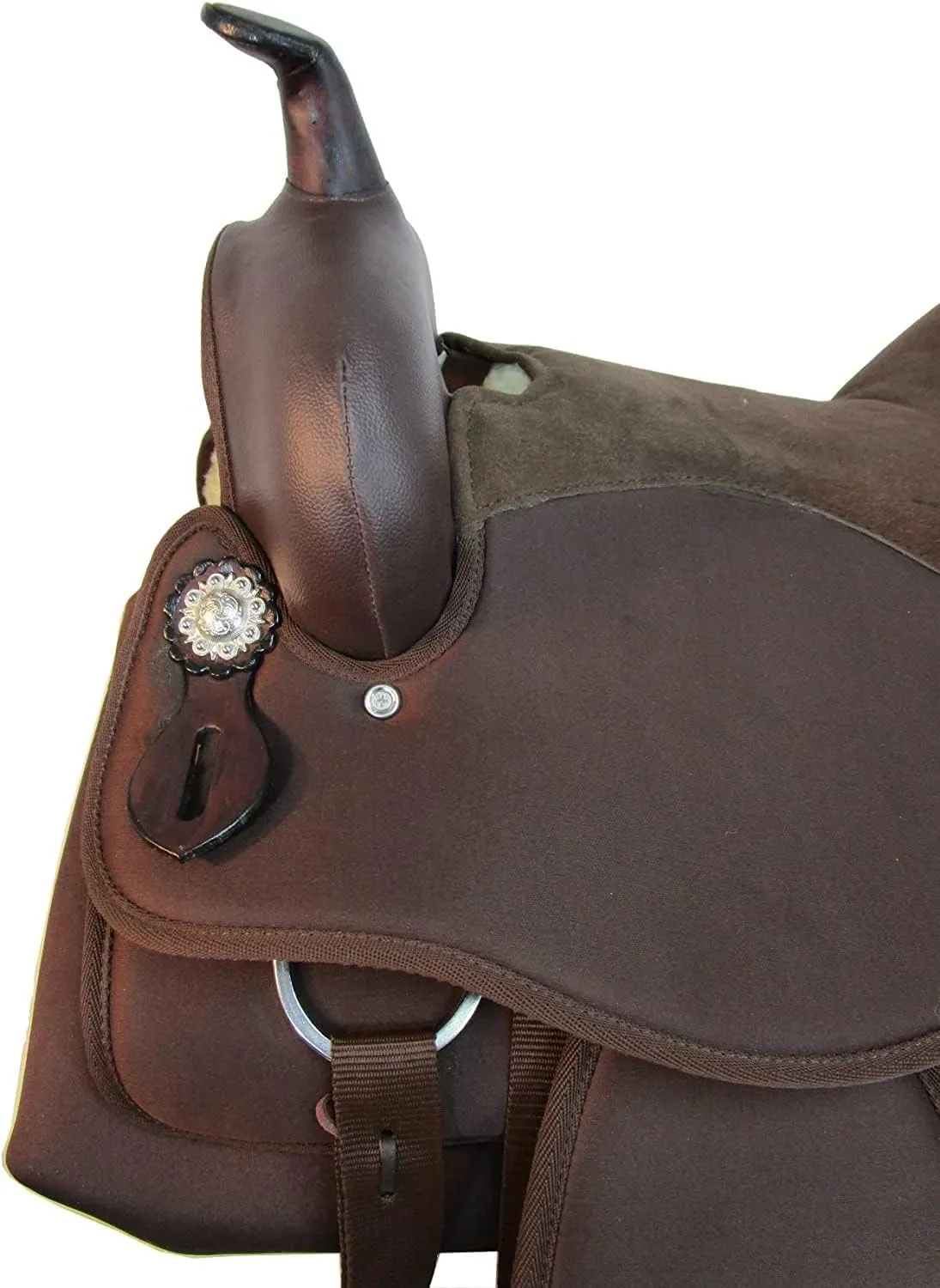 D&L Saddlery Classic Western Barrel Racing Handmade Synthetic Cordura Horse Saddle Lightweight Barrel Racing Saddle Trail Tack Equestrian Horse Saddle Tack Size 10" to 18" inches Seat, SYN85