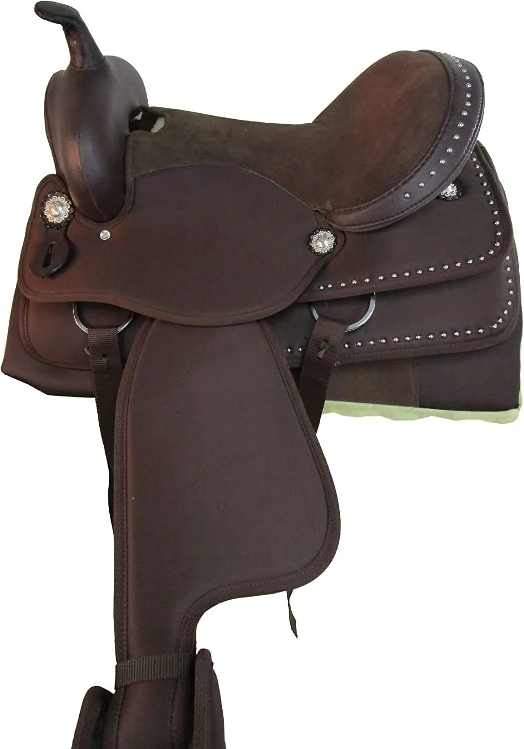 D&L Saddlery Classic Western Barrel Racing Handmade Synthetic Cordura Horse Saddle Lightweight Barrel Racing Saddle Trail Tack Equestrian Horse Saddle Tack Size 10" to 18" inches Seat, SYN85