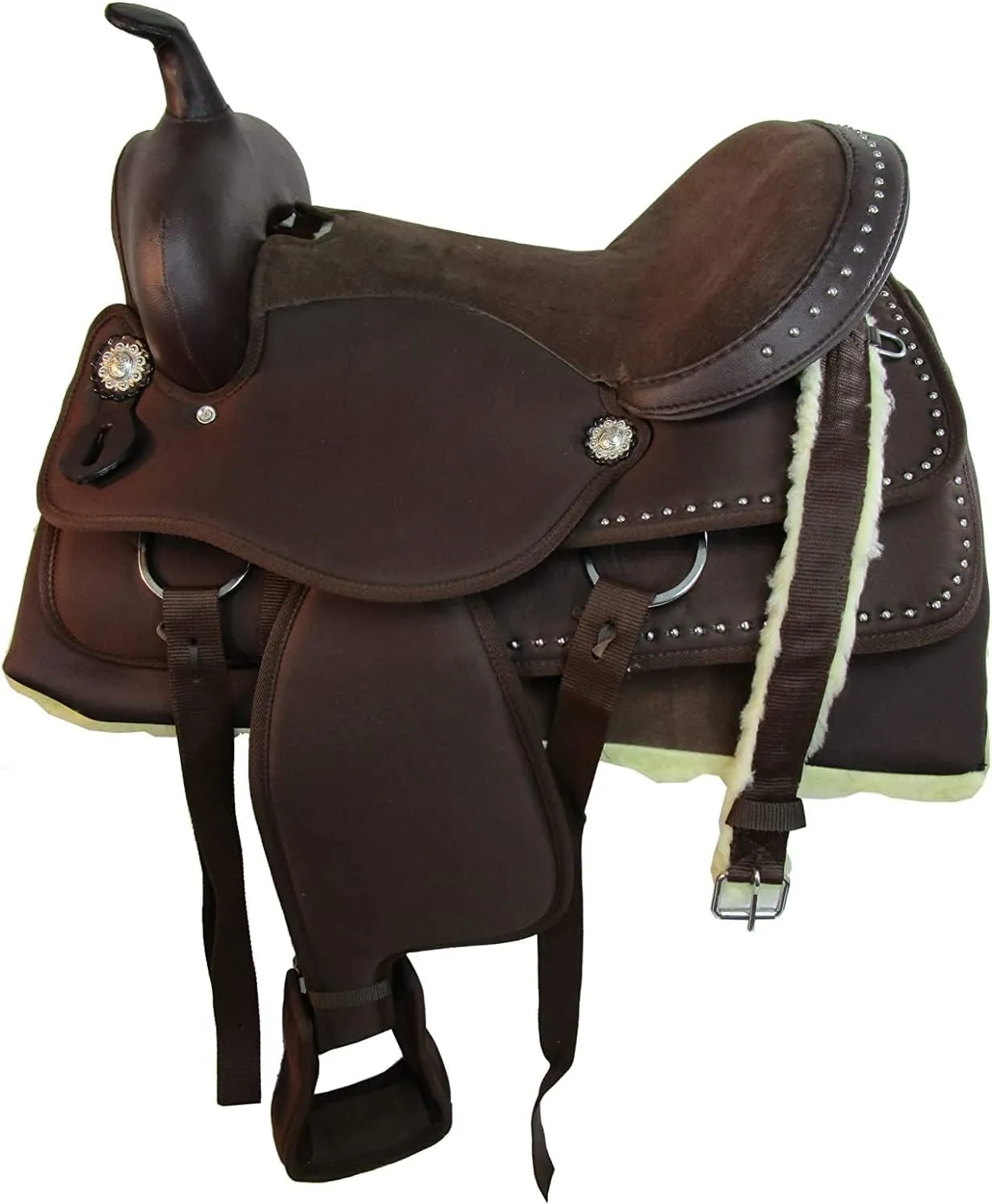 D&L Saddlery Classic Western Barrel Racing Handmade Synthetic Cordura Horse Saddle Lightweight Barrel Racing Saddle Trail Tack Equestrian Horse Saddle Tack Size 10" to 18" inches Seat, SYN85