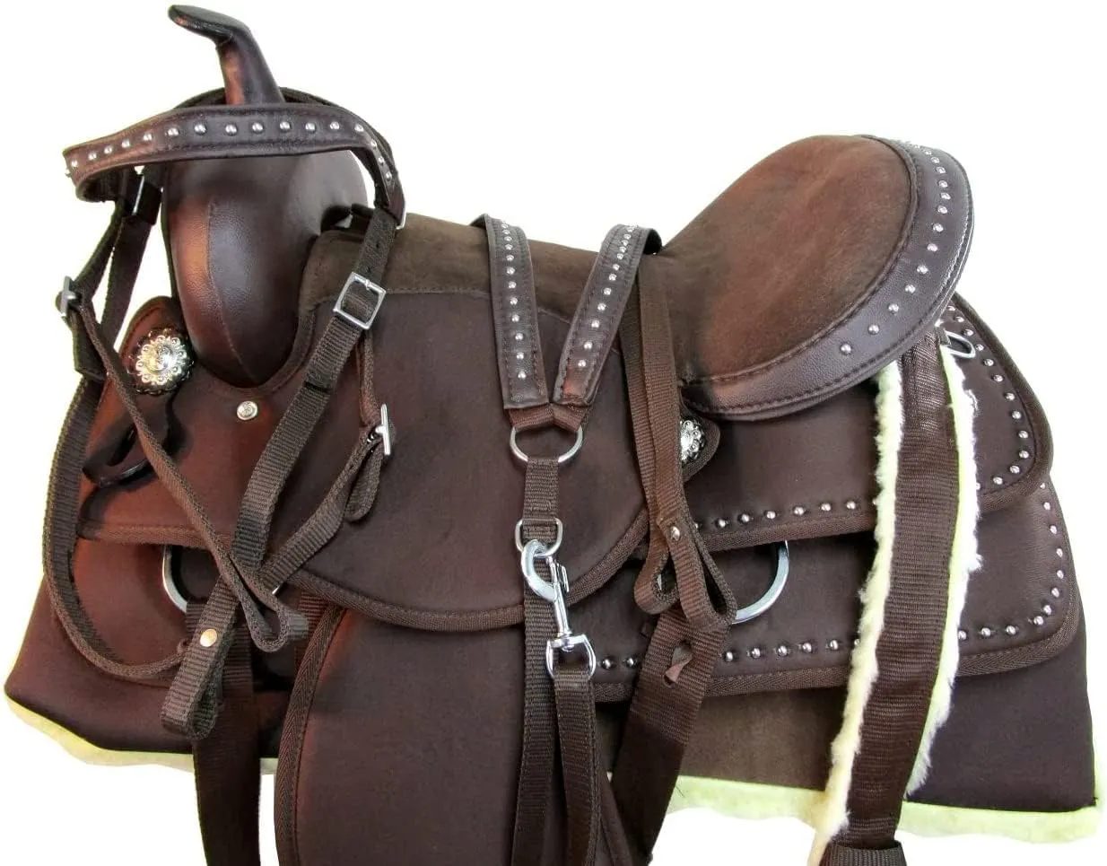 D&L Saddlery Classic Western Barrel Racing Handmade Synthetic Cordura Horse Saddle Lightweight Barrel Racing Saddle Trail Tack Equestrian Horse Saddle Tack Size 10" to 18" inches Seat, SYN85