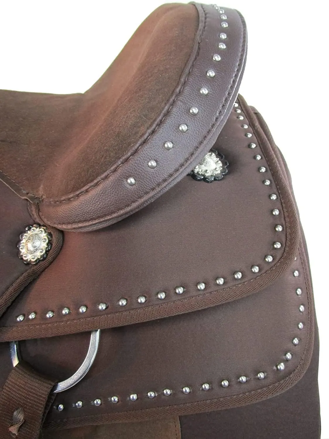 D&L Saddlery Classic Western Barrel Racing Handmade Synthetic Cordura Horse Saddle Lightweight Barrel Racing Saddle Trail Tack Equestrian Horse Saddle Tack Size 10" to 18" inches Seat, SYN85