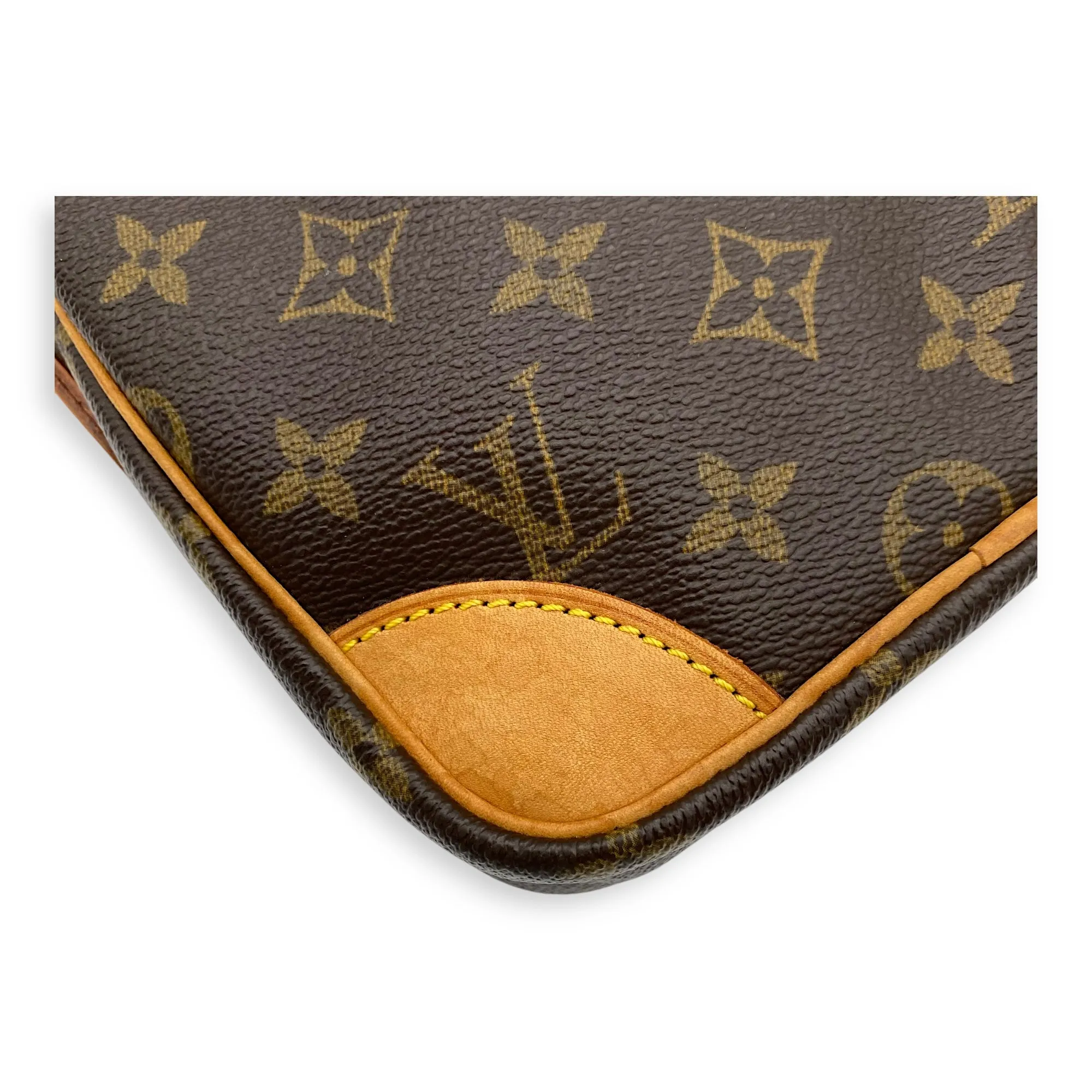 Danube Brown Crossbody Bag in Monogram Coated Canvas, Gold hardware