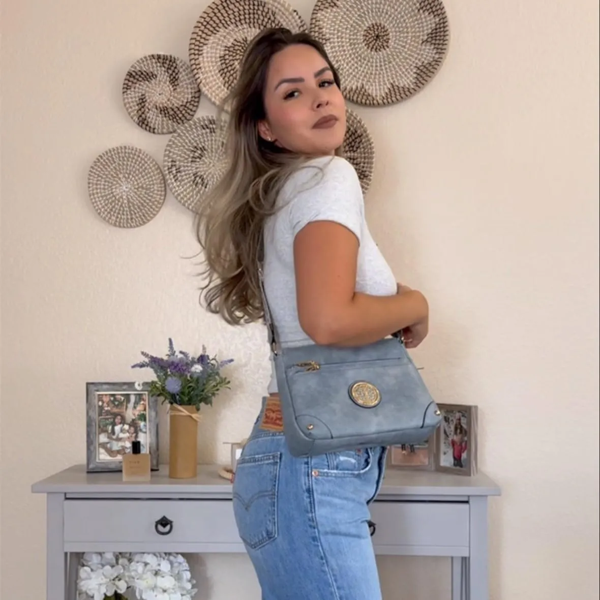 Dasein Crossbody Purses for Women Trendy Multi Pockets Shoulder Bag Medium Handbags with Guitar Strap