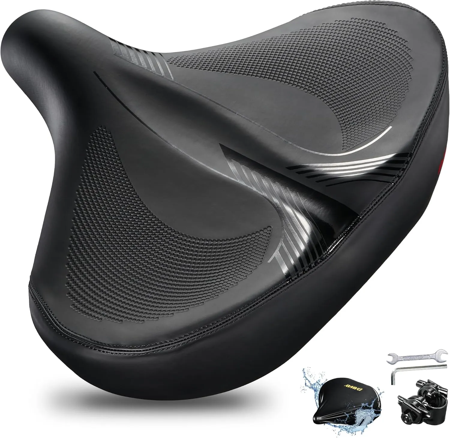 DAWAY C40 Ultra Comfortable Oversized Bike Seat - Memory Foam Padded, Extra Wide Bicycle Saddle, Ergonomic Replacement Cushion for Men Women - Fits for Peloton, Cruiser, Mountain, Road, Exercise Bikes