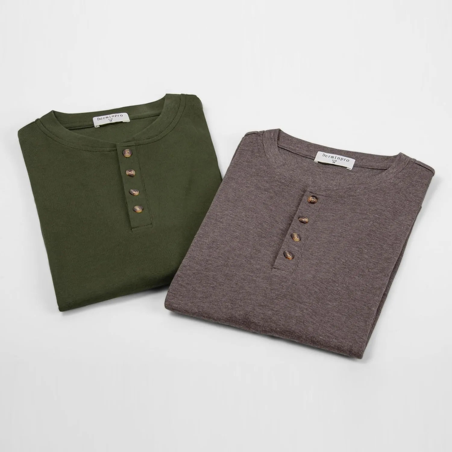 Derminpro Men's Henley Cotton Casual Short/Long Sleeve Lightweight Button T-Shirts