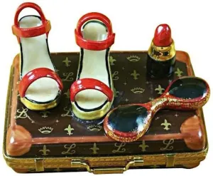 Designer Lv Case with Accessories Limoges Box Figurine