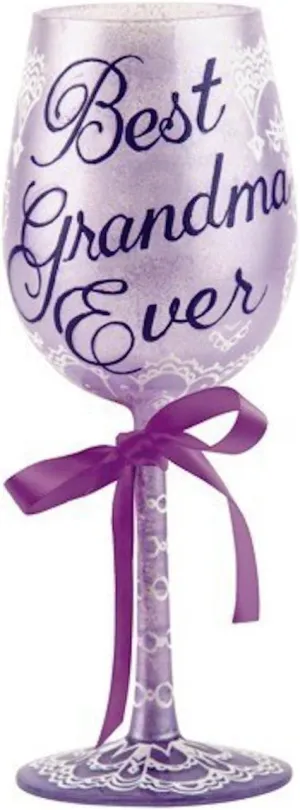 Designs by Lolita “Best Grandma Ever” Hand-painted Artisan Wine Glass, 15 oz.