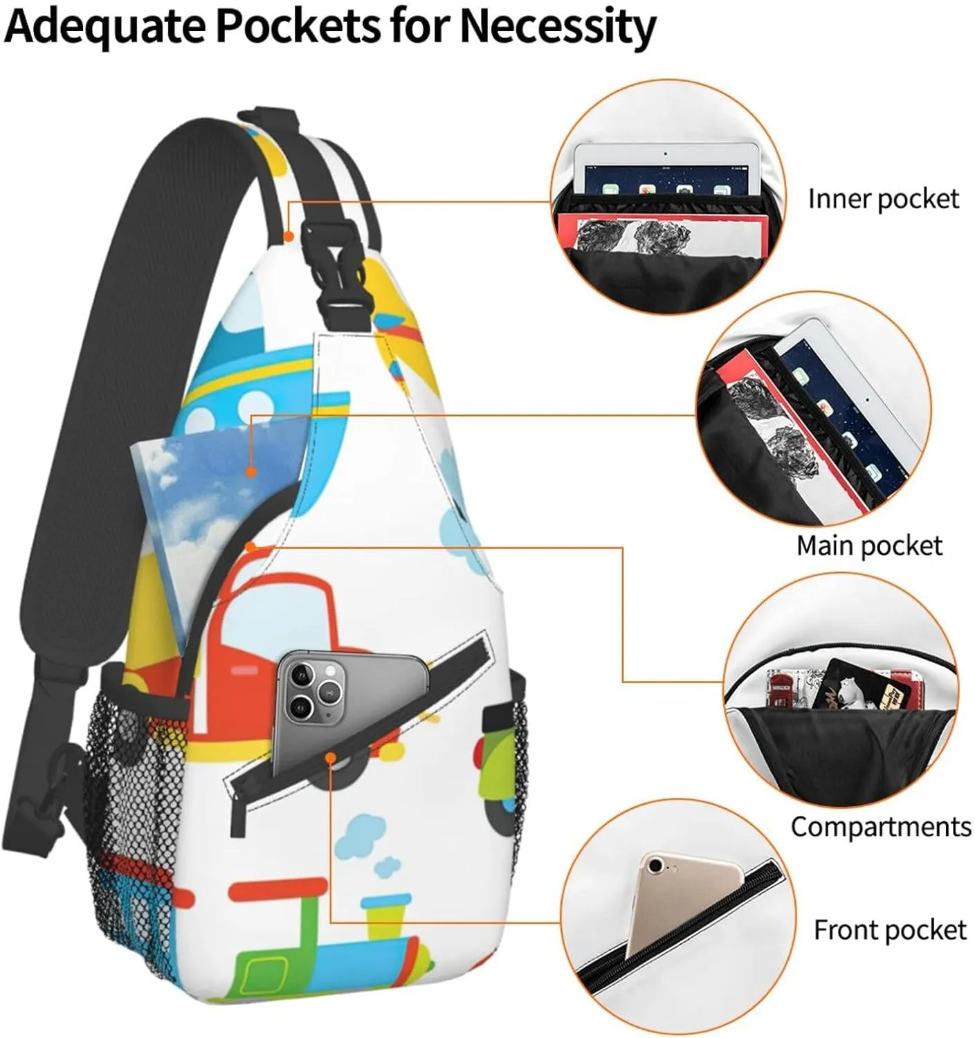 Different Types Of Lizard Unisex Crossbody Backpack Travel Hiking Casual Chest Bags Lightweight Fashion