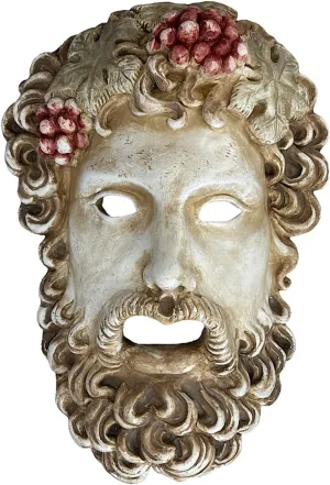 Dionysus Bacchus Greek Roman God Mask Head Sculpture Cast Stone 13.77 in
