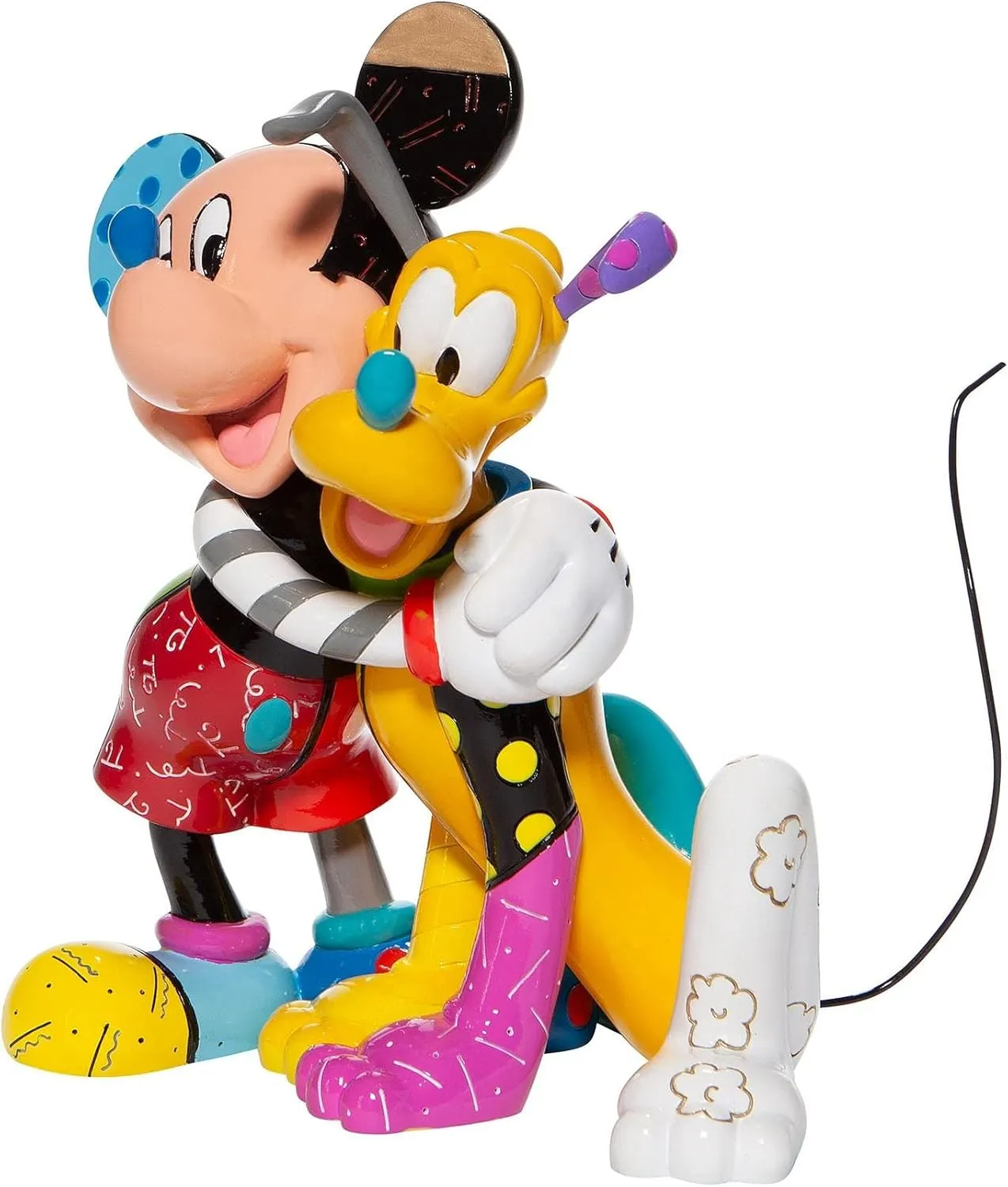 Disney by Romero Britto Mickey Mouse Hugging Pluto Figurine, 8.46 Inch, Multicolor