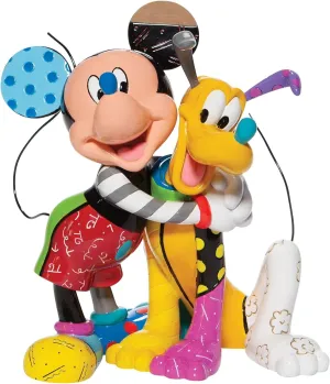 Disney by Romero Britto Mickey Mouse Hugging Pluto Figurine, 8.46 Inch, Multicolor