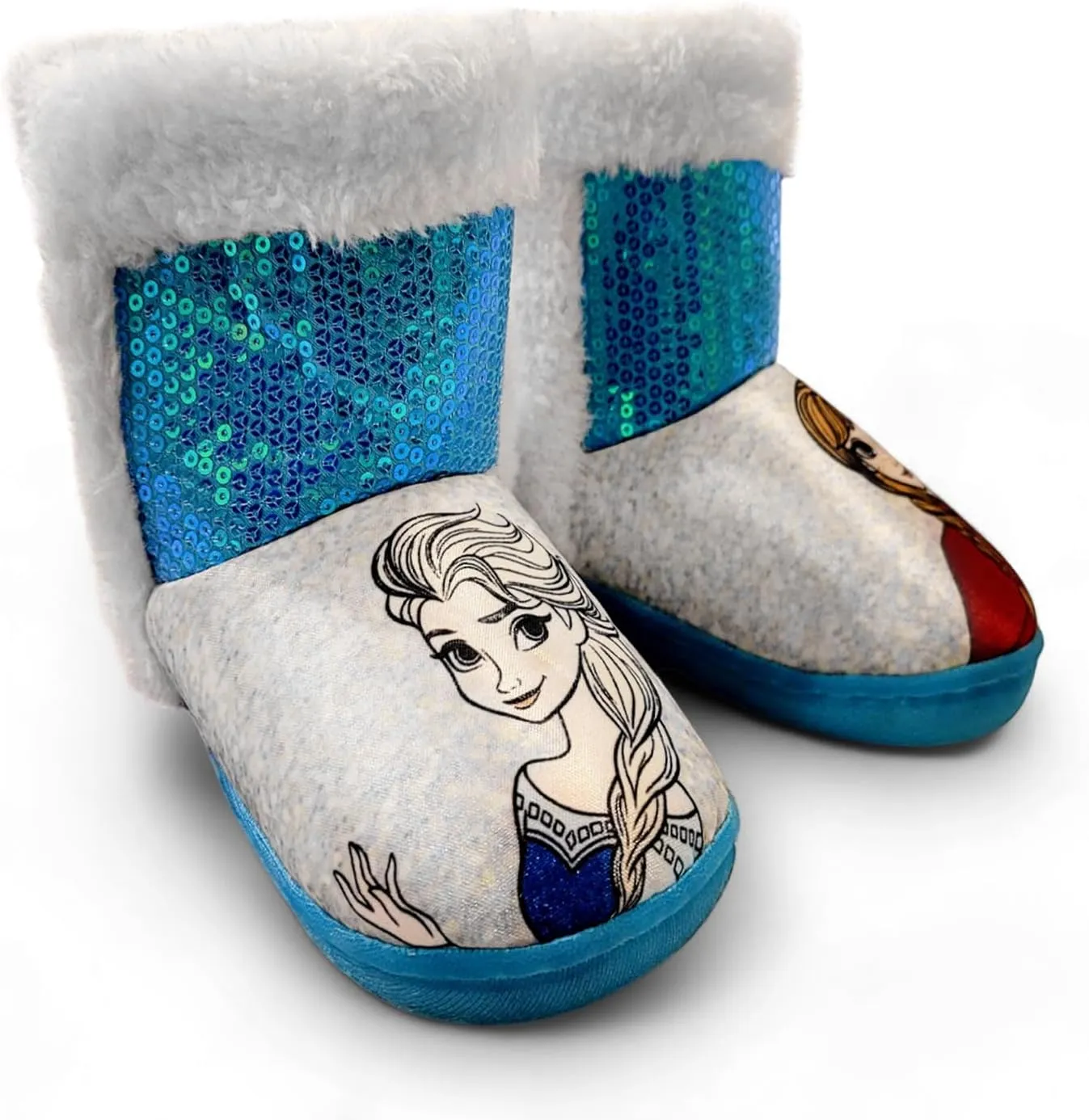 Disney Frozen Anna & Elsa Blue Girl's Lighted Slipper Boots (Toddler)