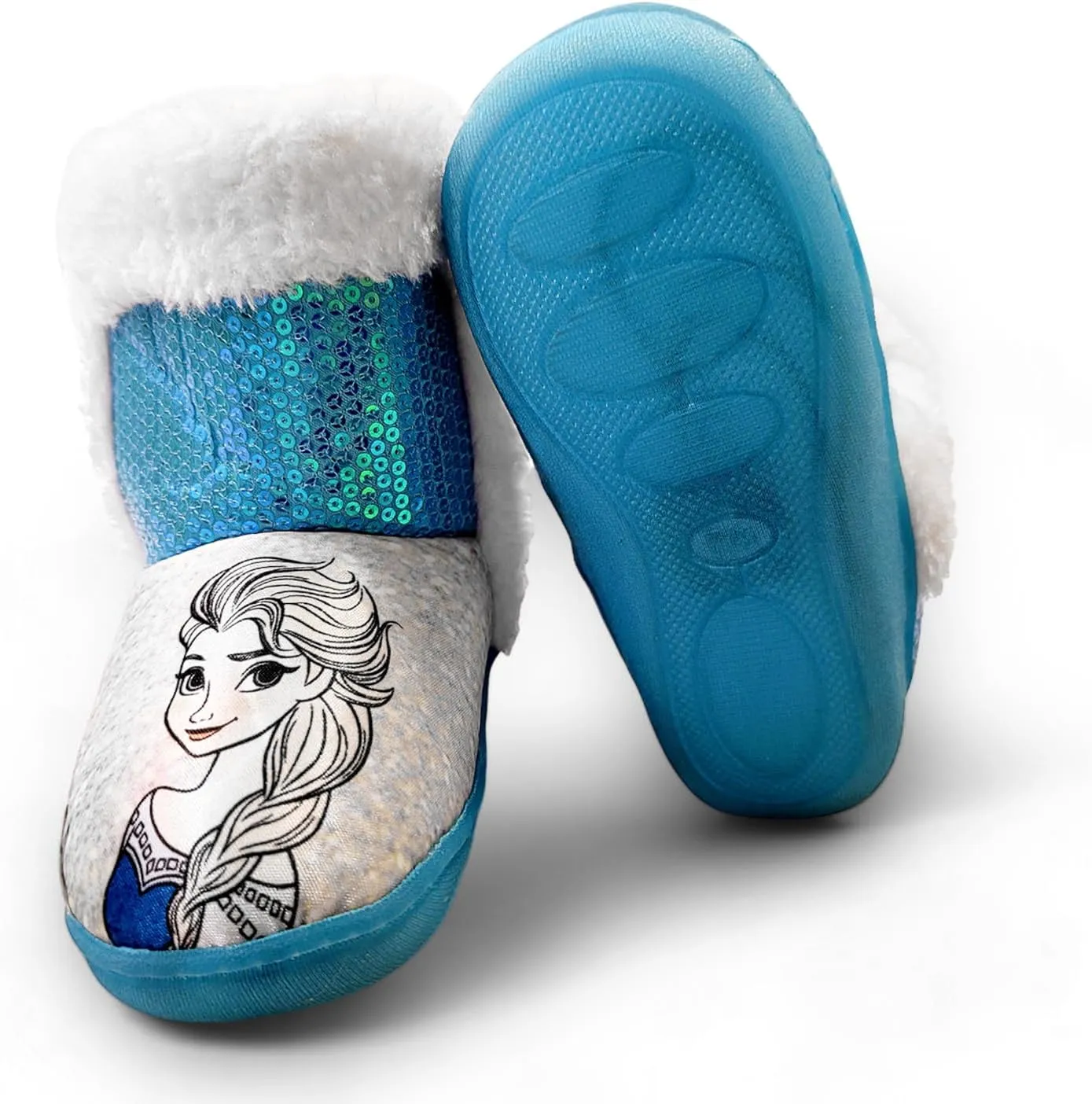 Disney Frozen Anna & Elsa Blue Girl's Lighted Slipper Boots (Toddler)